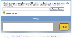 A screenshot of the group wall.