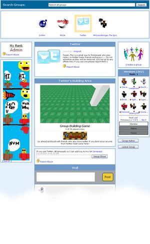 A screenshot of the groups page.